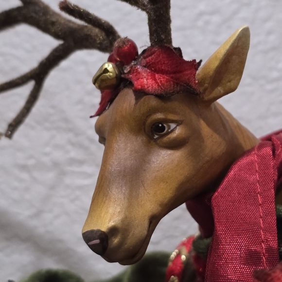 Rare Vintage Mark Roberts Deer Reindeer Stocking 55" Christmas Decor Round Top, - Picture 7 of 14